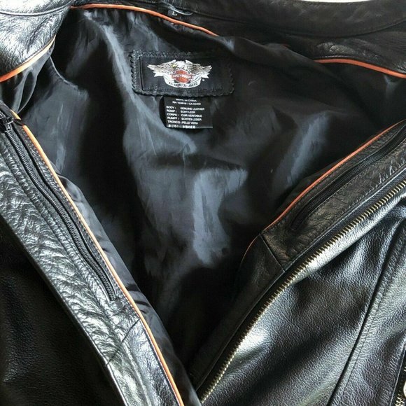HARLEY LEATHER GOLD SCRIP FASHION JACKET LARGE - Picture 6 of 7